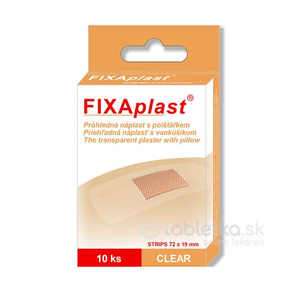 FIXAplast CLEAR priehľadná náplasť s vankúšikom 72x19mm 10ks
