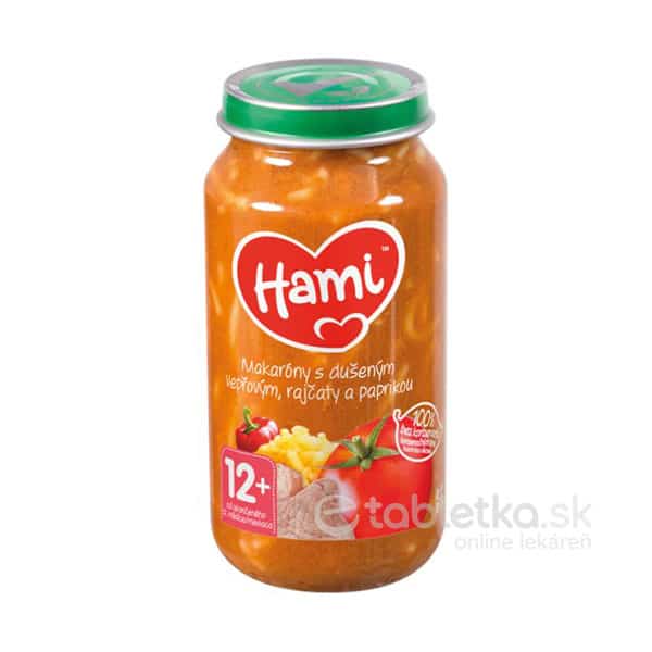 E-shop Hami príkrm Makaróny s duseným bravčovým, paradajkami a paprikou 12+ 250g