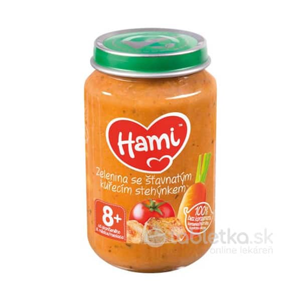 E-shop Hami príkrm Zelenina so šťavnatým kuracím stehienkom 8+ 200g
