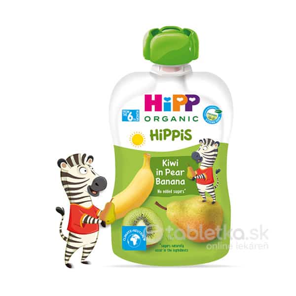 HiPP HiPPis 100% Ovocie Hruška Banán Kiwi kapsička (od ukonč. 5. mesiaca) ovocný príkrm 100 g