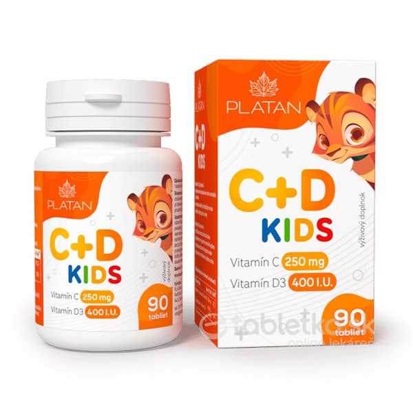 E-shop PLATAN Vitamín C + D Kids cmúľacie tablety 90tbl