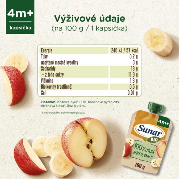 Sunar BIO Kapsička Jablko, banán - energia