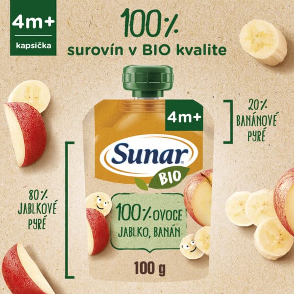 Sunar BIO Kapsička Jablko, banán - zloženie