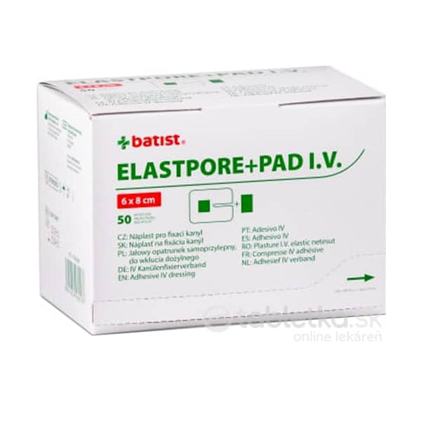 E-shop ELASTPORE+PAD I.V. náplasť s výrezom 6x8cm 50ks