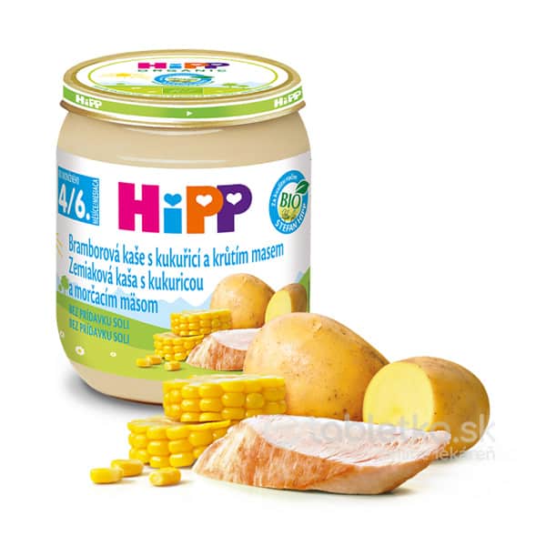 E-shop HiPP Príkrm BIO Zemiaky s kukuricou a morčacím mäsom (od ukonč. 4./6. mesiaca) 125g