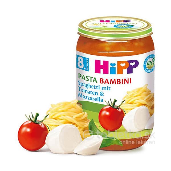 HiPP Príkrm Špagety s rajčinami a mozzarellou 7m+, 220g