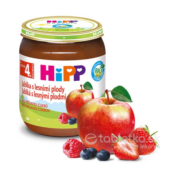 HiPP Príkrm ovocný BIO Jablká s lesnými plodmi 4m+, 125g