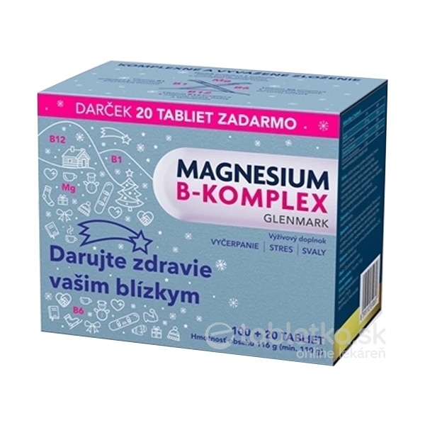 Magnesium B-komplex Glenmark (Vianočné balenie) 100+20tbl