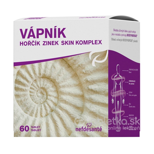 E-shop Nefdesanté Vápnik, Horčík, Zinok Skin Komplex 60cps