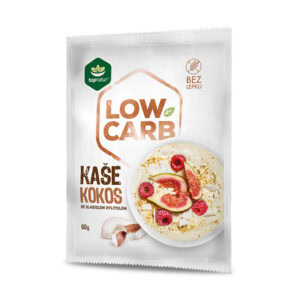 60g balenie topnatur LOW CARB KAŠA Kokosová instantná zmes, na obale figy a maliny, bez lepku, sladené xylitolom.