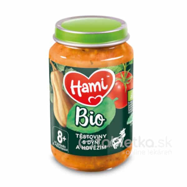 E-shop Hami príkrm Bio Cestoviny s tekvicou a hovädzím mäsom 8+ 190 g