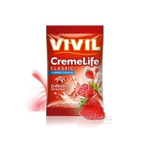 VIVIL BONBONS CREME LIFE CLASSIC drops s jahodovo-smotanovou príchuťou, bez cukru 110 g
