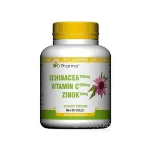 BIO Pharma Echinacea, Vitamín C, Zinok 90+30tbl