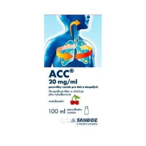 ACC 20 mg/ml perorálny roztok pre deti a dospelých sol por (fľ.skl.hnedá+striekačka) 1×100 ml
