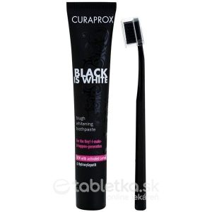 CURAPROX Black is White + CS 5460 (zubná pasta 8 ml + zubná kefka CS 5460 1 ks) 1 set