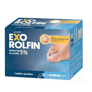 EXOROLFIN liečivý lak na nechty 5 % lum (fľ.skl.jantárová+30 tamp.+10 špachtlí+30 pilník.) 2,5 ml