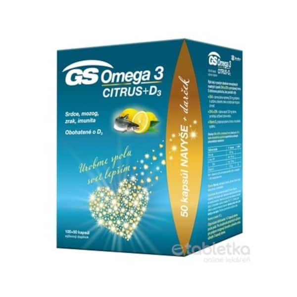 GS Omega 3 CITRUS + D3 darček 2021 cps 100+50