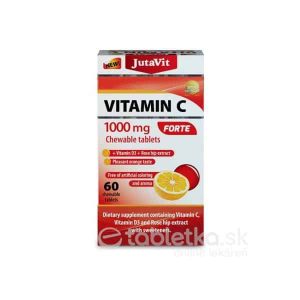 Jutavit Vitamín C 1000mg Forte + vitamín D3 + extrakt zo šípok pomarančová príchuť 60 žuvacích tabliet
