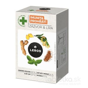 LEROS IMUNITA PREHRIATIE ZÁZVOR & LIPA bylinný čaj, nálevové vrecúška 20×2 g