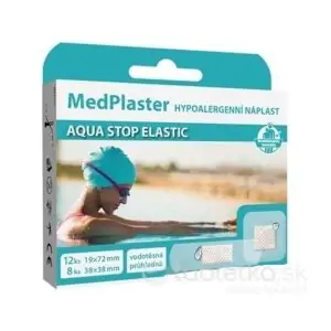 MedPlaster Náplasť AQUA STOP ELASTIC (19×72 mm a 38×38 mm) vodeodolná s vankúšikom 1×20 ks