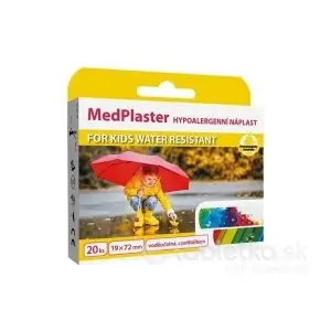 MedPlaster Náplasť FOR KIDS WATER RESISTANT 19×72 mm, vodeodolná s vankúšikom, pre deti 1×20 ks