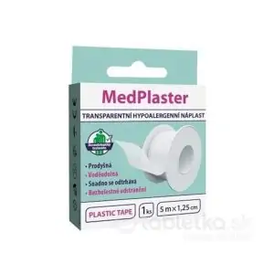 MedPlaster PLASTIC TAPE -TRANSPARENTNÁ NÁPLASŤ 5 m x1.25 cm, fixačná, hypoalergénna, cievka 1×1 ks