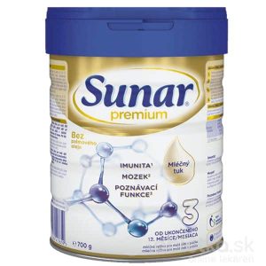 Sunar Premium 3 mliečna výživa (od ukonč. 12. mesiaca) 700 g