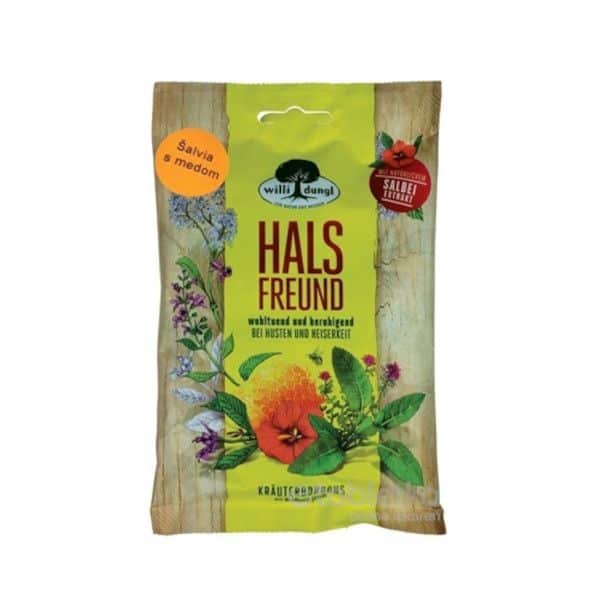 Willi dungl HALS FREUND – Šalvia s medom bylinné cukríky 1×65 g