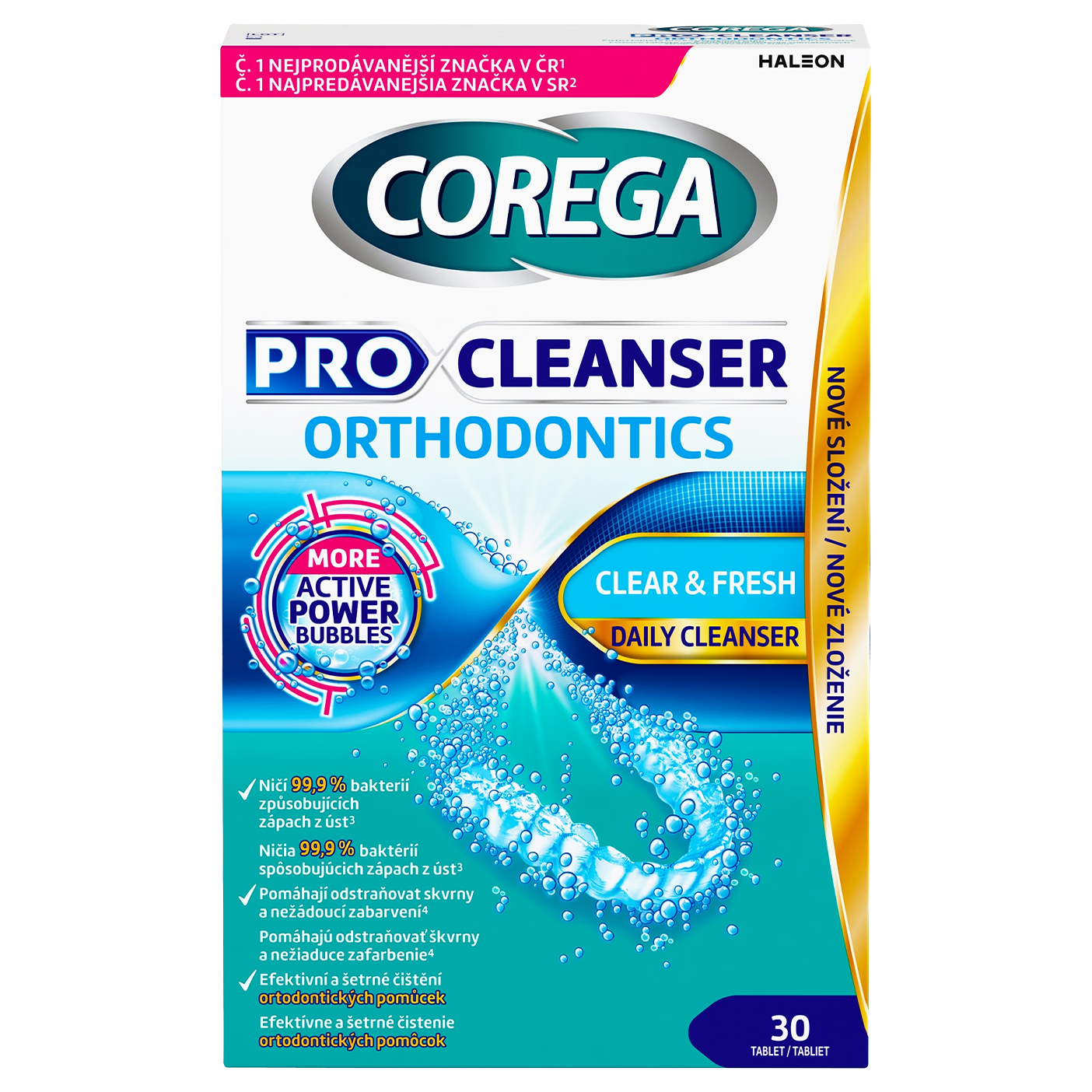COREGA PRO CLEANSER ORTHODONTICS antibakteriálne čistiace tablety 30ks ...