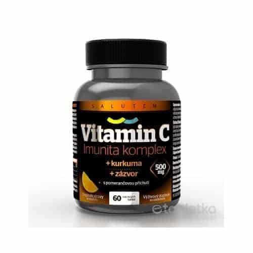 E-shop Vitamín C 500 mg Imunita komplex SALUTEM cmúľacie tablety s kurkumou a zázvorom, pomarančová príchuť 60 tbl