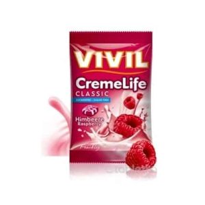VIVIL BONBONS CREME LIFE CLASSIC drops s malinovo-smotanovou príchuťou, bez cukru 110 g