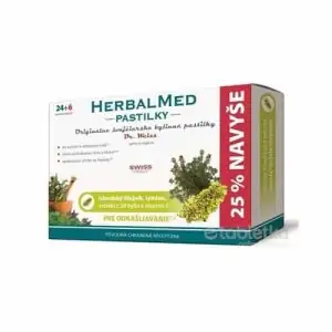 HERBALMED PASTILKY pre odkašliavanie – Dr.Weiss (isl. lišajník, tymian, 20 bylín, vit.C) pastilky (24+6 navyše) 30 ks