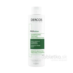 200ml biela fľaša VICHY DERCOS PSOlution šampón pre citlivú alebo psoriatickú pokožku hlavy so sklonom k lupienke.