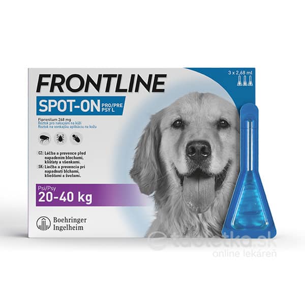 Frontline Spot-on pre psy L (na kožu, pipeta, psy 20-40kg) 3x2,68ml