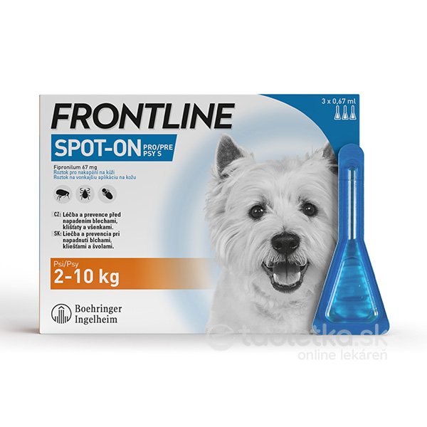 E-shop Frontline Spot-on pre psy S (na kožu, pipeta, psy 2-10kg) 3x0,67ml