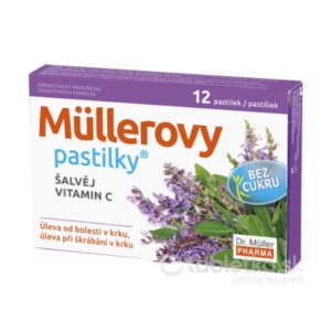 Müllerove pastilky so šalviou a vitamínom C bez cukru 12ks