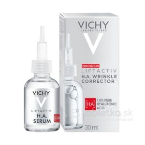 30 ml fľaša VICHY LIFTACTIV SUPREME H.A. EPIDERMIC FILLER pri krabičke, sérum proti vráskam s 1,5 % kyselinou hyalurónovou.