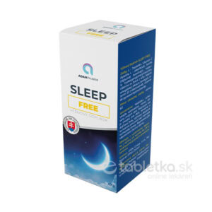 ADAMPharm Sleep Free doplnok stravy, kapsuly, melatonín, 60 ks, slovenská verzia, obal s motívom mesiaca a oblakov.