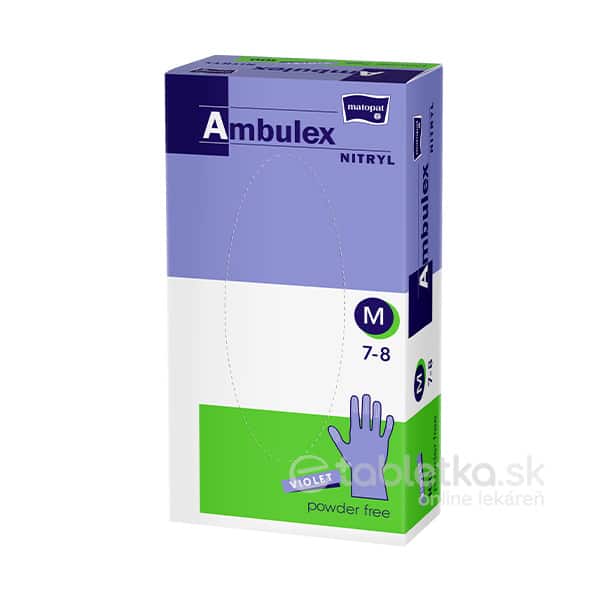 E-shop Ambulex NITRYL vyšetrovacie a ochranné rukavice fialové, nesterilné, nepudrované, velkosť M 100ks