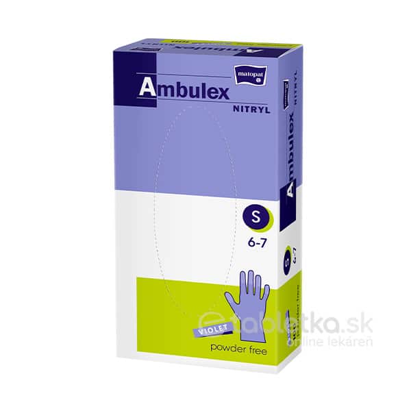 E-shop Ambulex NITRYL vyšetrovacie a ochranné rukavice fialové, nesterilné, nepudrované, velkosť S 100ks