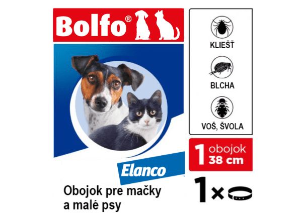 BOLFO obojok pre mačky a malých psov s obvodom krku do 38 cm