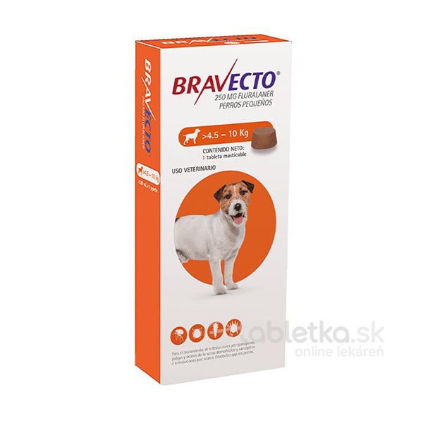 E-shop Bravecto S Dog (4,5-10kg) 250mg žuvacia tableta pre malé psy