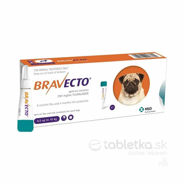 Bravecto Spot-On Dog S 250mg roztok pre malé psy (4,5-10kg) 0,89ml