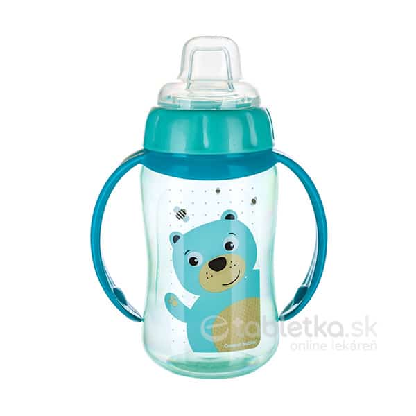 E-shop Canpol Babies cvičný pohár so silikónovým náustkom Cute Animals 6m+, tyrkysový 320ml