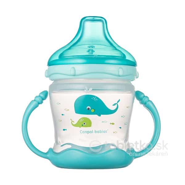 E-shop Canpol Babies nevylievací pohár so silikónovým náustkom Love & Sea 180ml