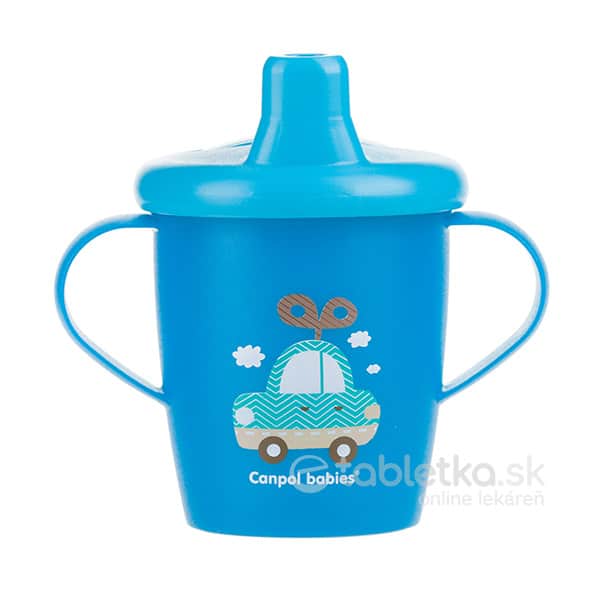 Canpol Babies nevylievací pohár tvrdý Toys modrý 250ml