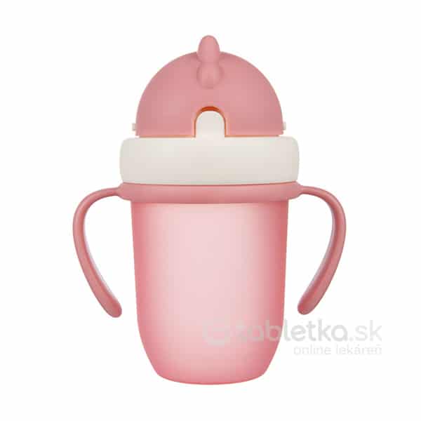 E-shop Canpol Babies pohár so silikónovou slamkou a otočným vrchnákom rúžový 9m+, 210ml