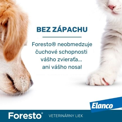 Foresto obojok je bez zápachu a nerozptyľuje zviera a neruší ani ľudí
