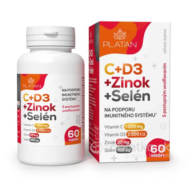 E-shop PLATAN Vitamín C + D3 + Zinok + Selén 60tbl