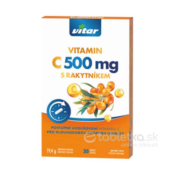 Vitar vitamín C 500mg s rakytníkom s postupným uvoľňovaním 30cps